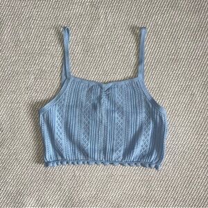 Urban Outfitters Blue Knit Pointelle Cami Crop Top Sz Sm